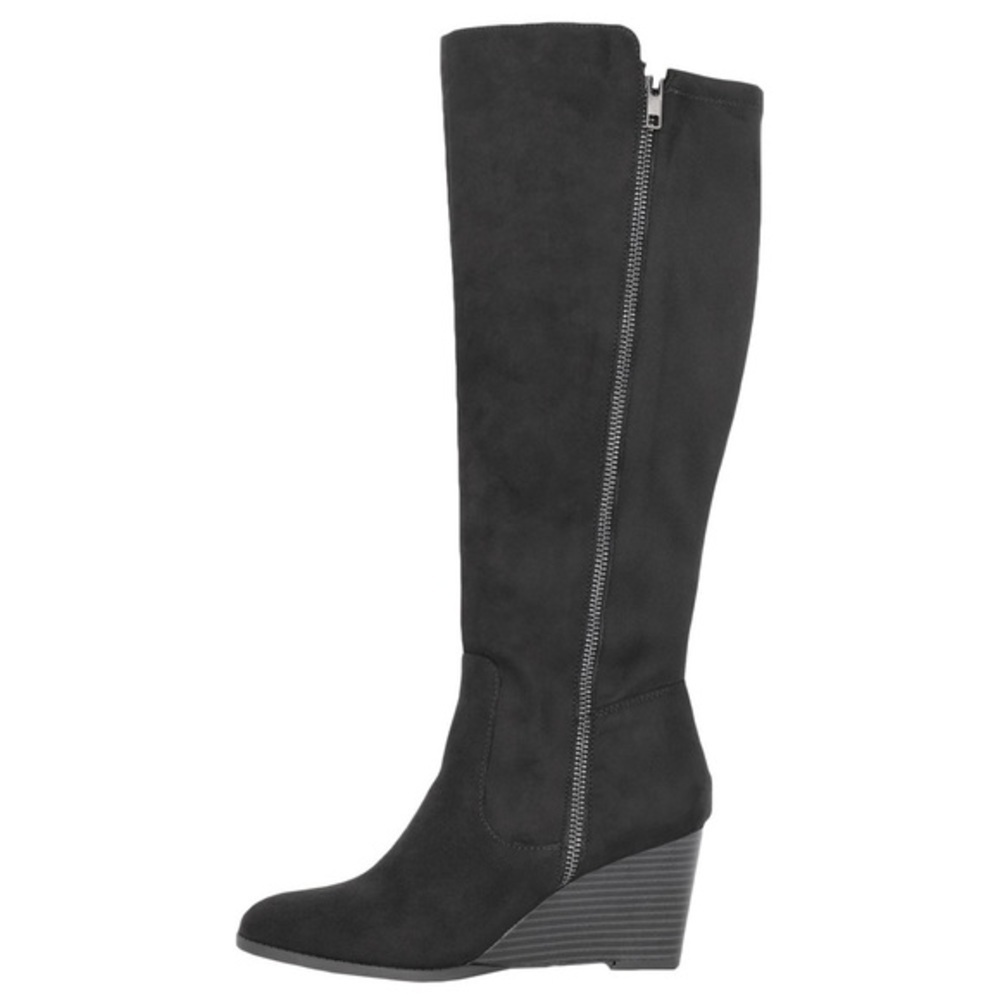 New Style & Co Wynterr Faux Suede Tall Wedge Boots​ - Picture 3 of 4